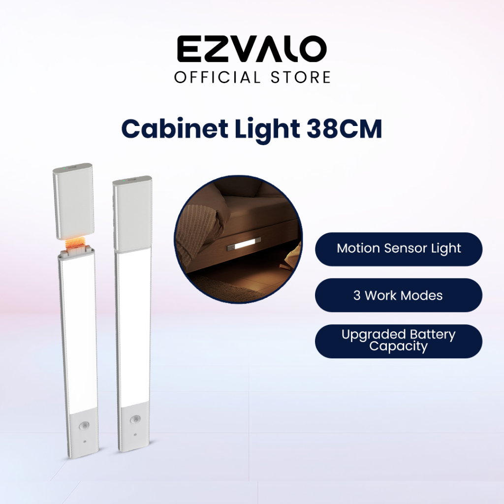 EZVALO 38cm LED Under Cabinet Light Rechargeable Motion Sensor Touch ...
