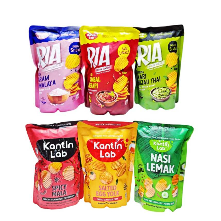 Kantin Lab RIA Kerepek Kentang Crinkle Cut Potato Chips 80g/100g*2 ...