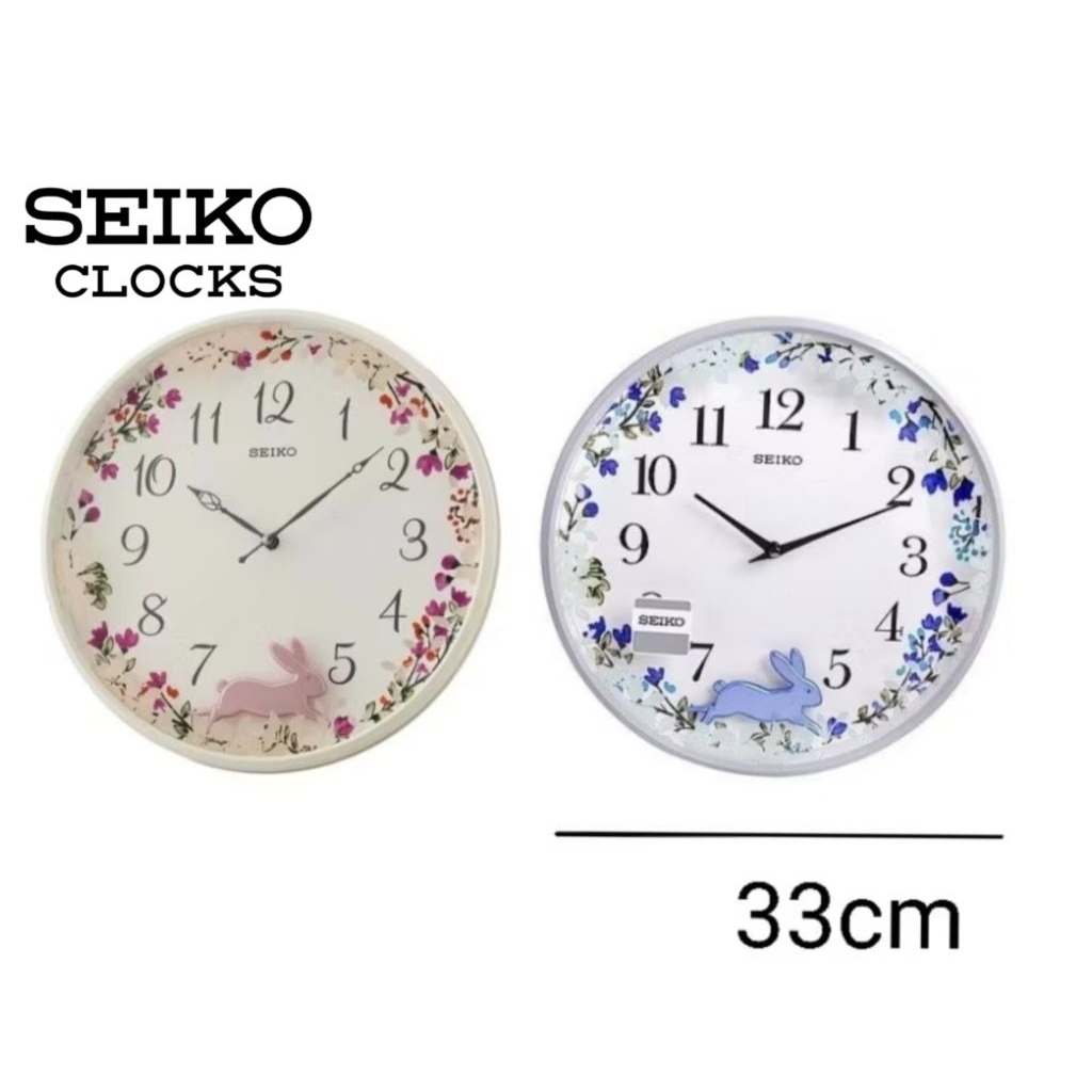 100% ORIGINAL SEIKO Pendulum Swinging Rabbit Analogue Wall Clock QXC238 ...