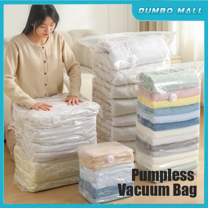 Pumpless Vacuum Bag 3D Clothes Vacuum Storage Bag Resealable ...