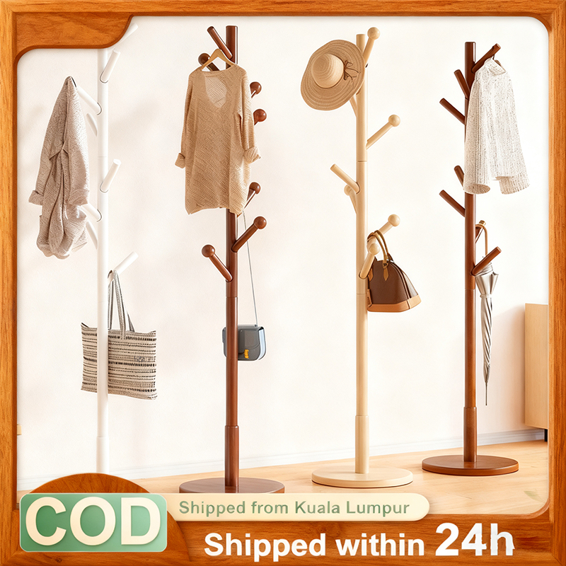 Bamboo Coat Hat Rack - Eco-Friendly 175cm Solid Wood Rak Baju ...