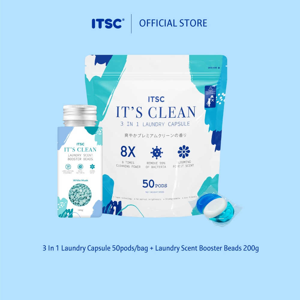 ITSC IT'S CLEAN 3 In 1 Laundry Capsule (50 Pods/Bag) + Laundry Scent ...