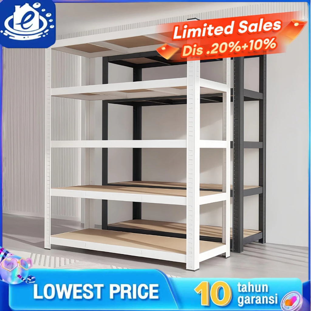 5 Tier Boltless Rack Warehouse Store Home Metal Frame High Load-bearing ...