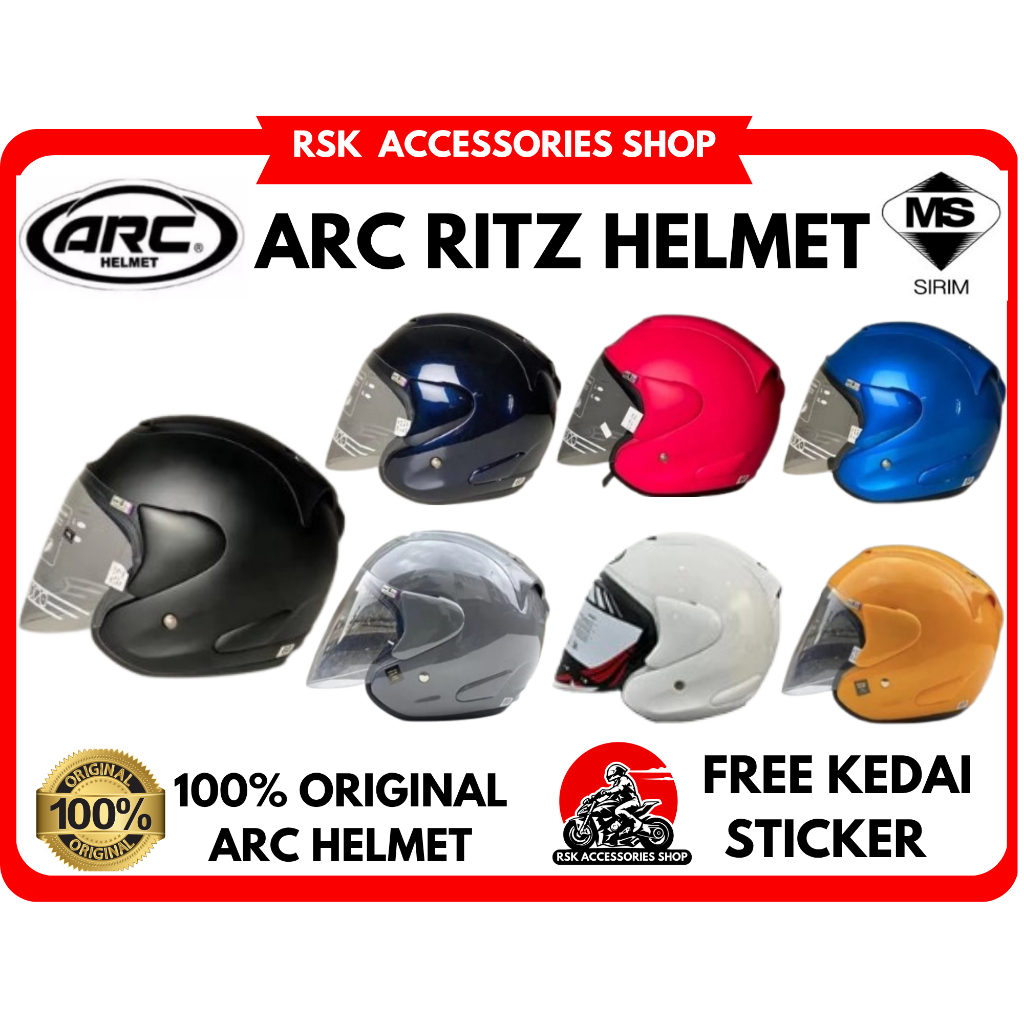 ORI+SIRIM} ARC Ritz Helmet L / 2XL Black White Blue Malibu Red Purple ...