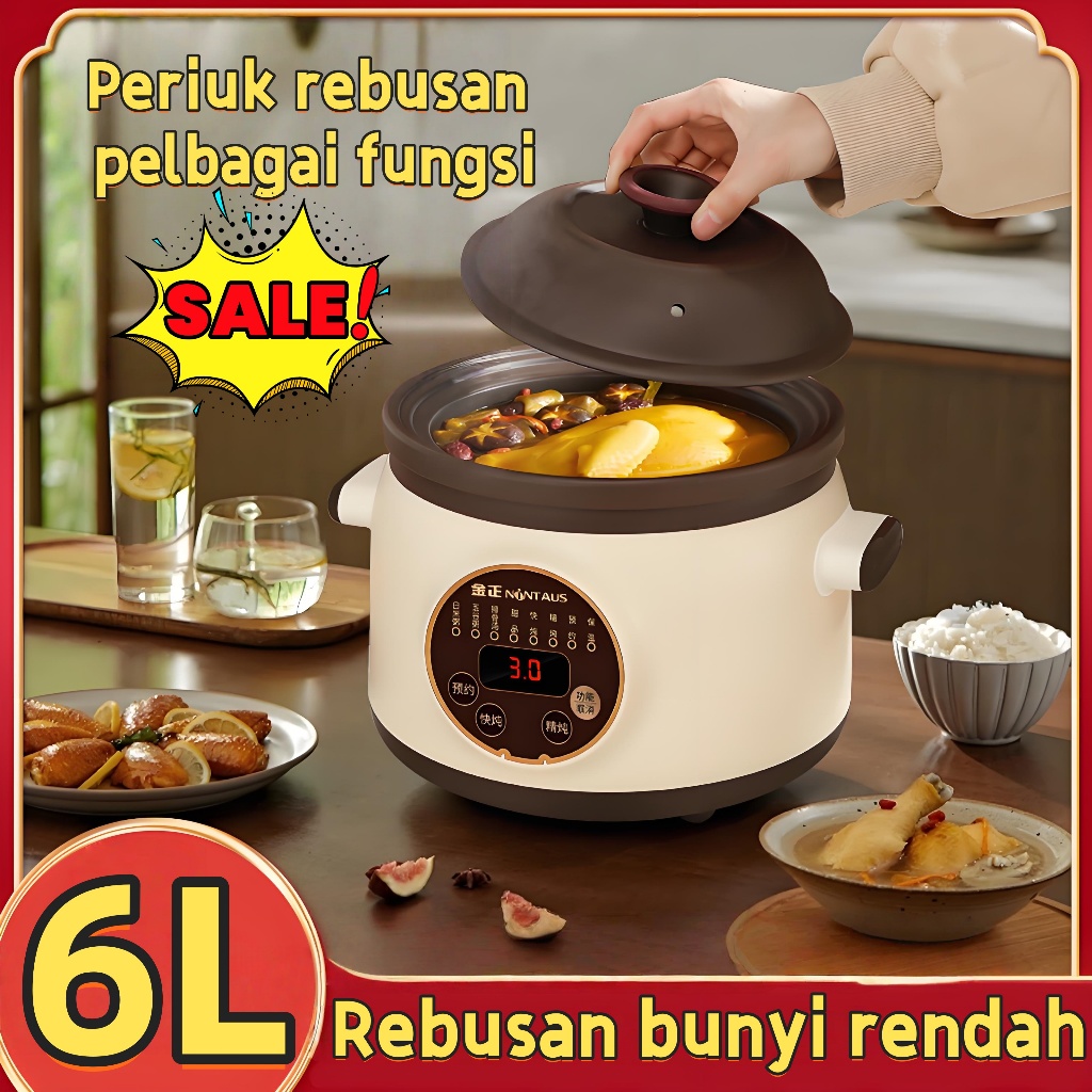 6L fully automatic ceramic purple sand electric stew pot stew pot plug ...