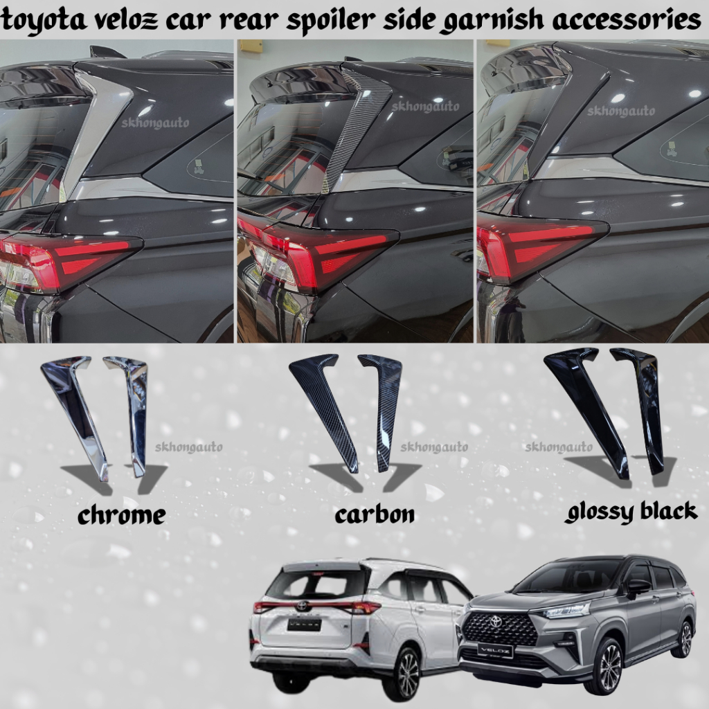 toyota veloz car rear spoiler side garnish carbon fiber chroem ...