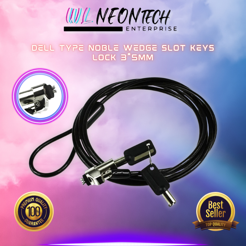 DELL NOBLE WEDGE 3*5MM KEY LOCK LAPTOP CABLE LOCK 1.8M | Shopee Malaysia