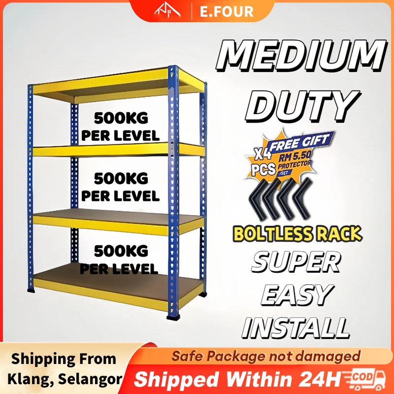 Metal Rack Storage Shelf Rack Adjustable Store Warehouse Rack Rak Besi ...