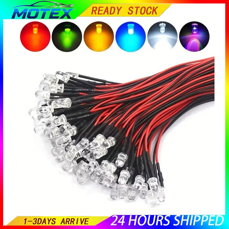 10PCS 3MM LED 12V Pre-wired With Fixed Bracket Cable Bulb LED Light ...