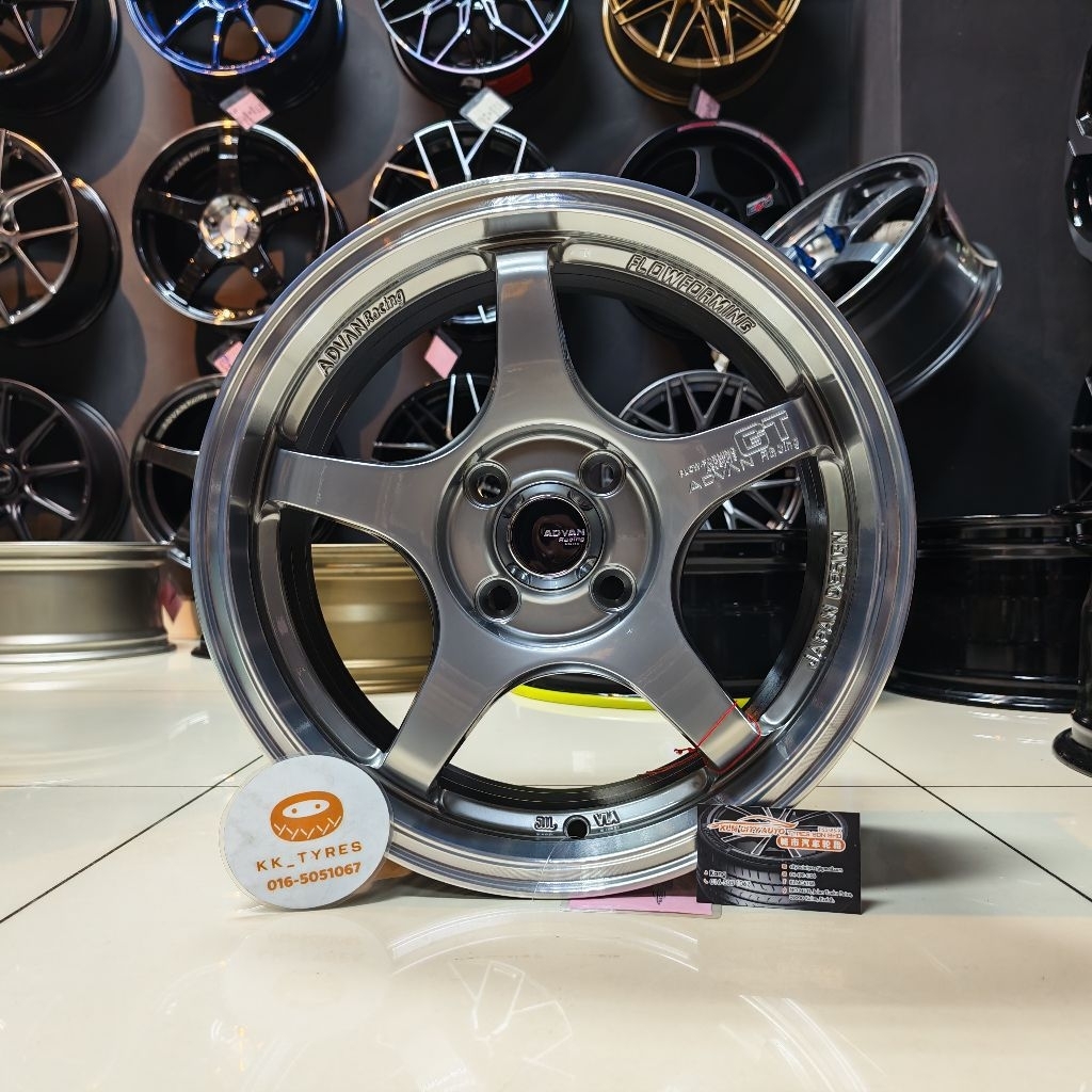 [4PCS] New Sport Rim 15inch ADVAN GT 15X6.5JJ ET40 4H100 HYPER BLACK ...