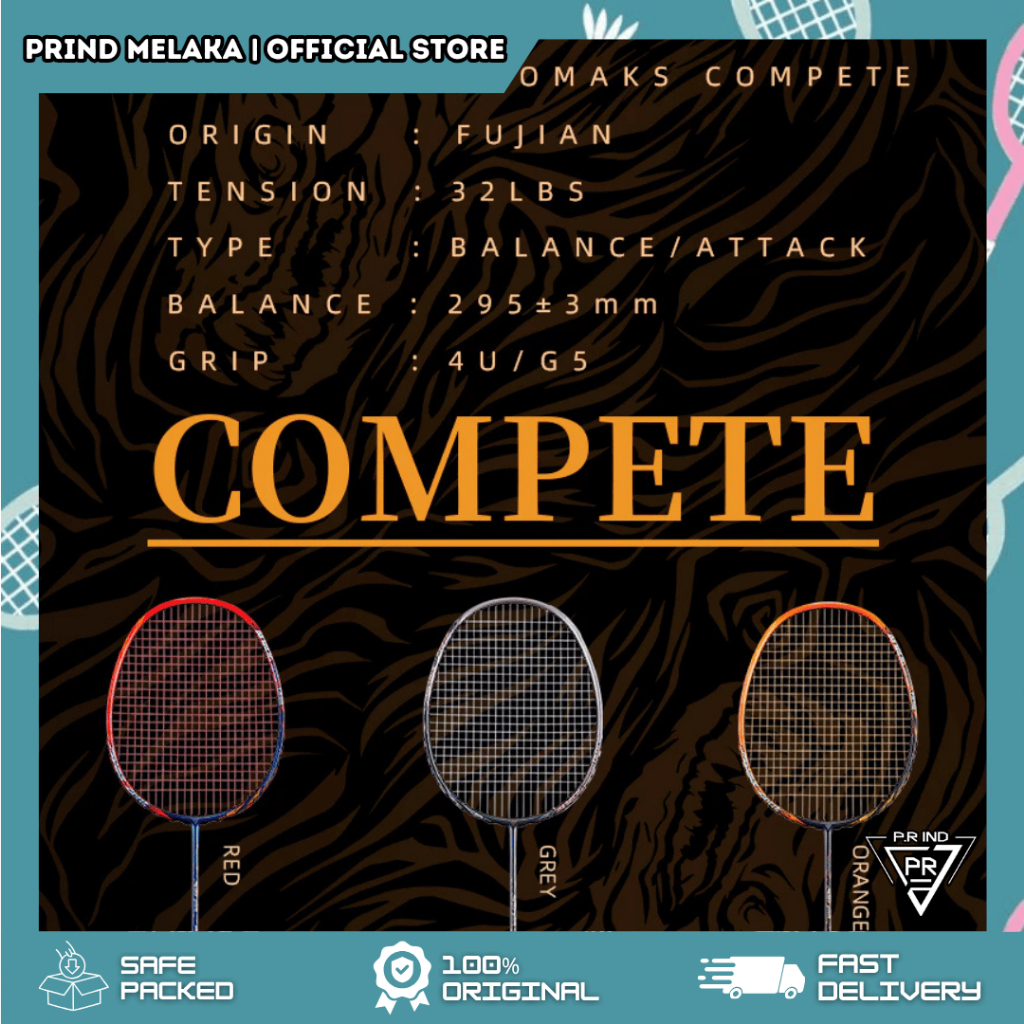 P.R IND Badminton Racket Promaks Compete (Purui/PR) 浦锐猎空C ...