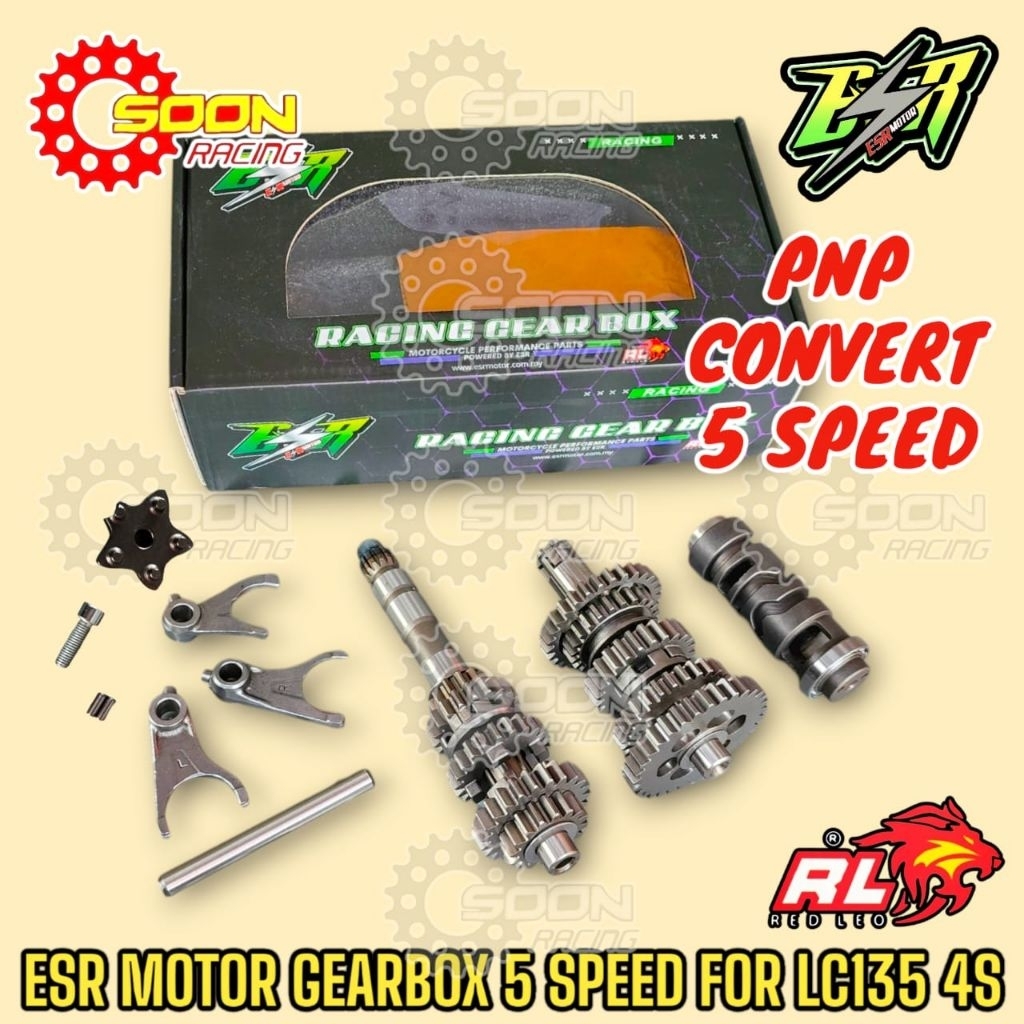 ESR LC 4S GEARBOX 5 SPEED GEAR BOX RED LEO YAMAHA LC135 4 SPEED ...