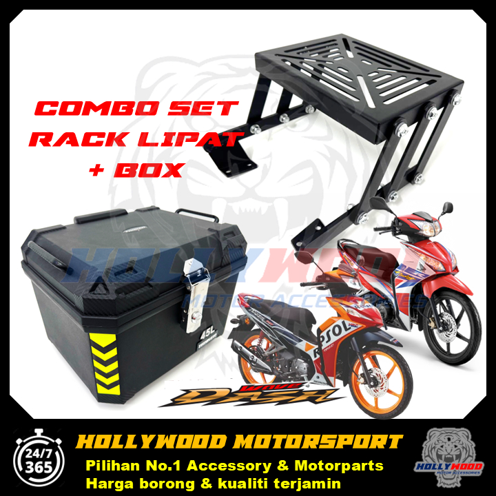 DASH110 NEW / DASH125 MONORACK LIPAT JB STYLE + 45L ABS TOP BOX ...