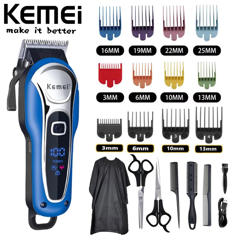 Kemei KM-1995 Professional Hair Clipper LCD Turbo Barber Trimmer ...