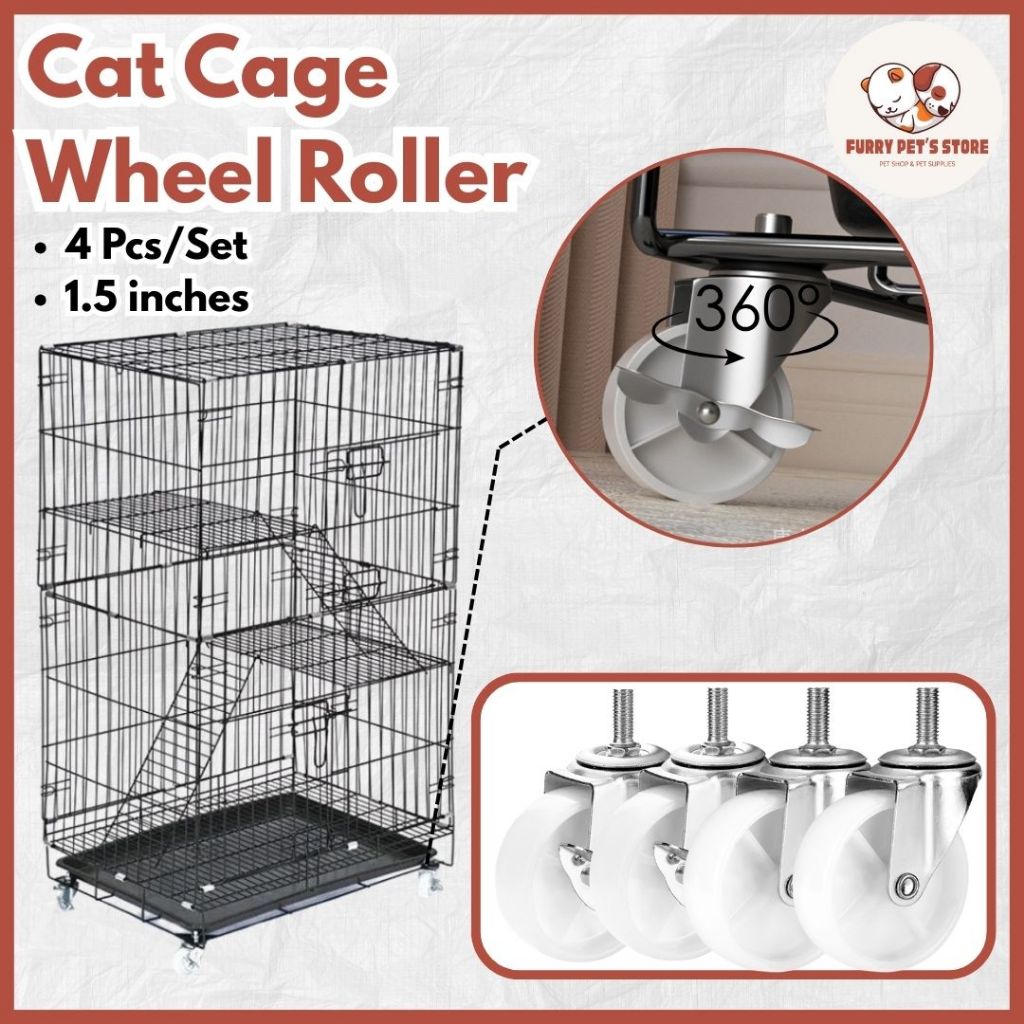 4Pcs/Set 1.5 Inch Cat Cage Wheel Roller Roda Sangkar Kucing Cat Cage ...