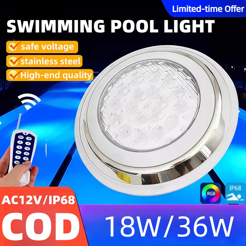 AC12V 18\36w LED Stainless steel swimming pool light from rusting for ...