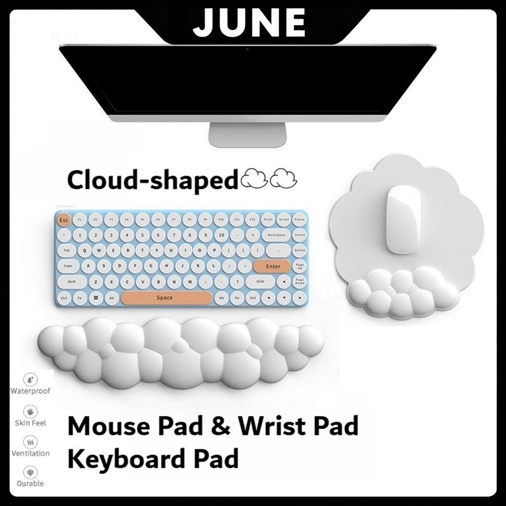 June Cloud Soft Keyboard Wrist Rest And Mouse Pad Anti-slip Memory Foam ...