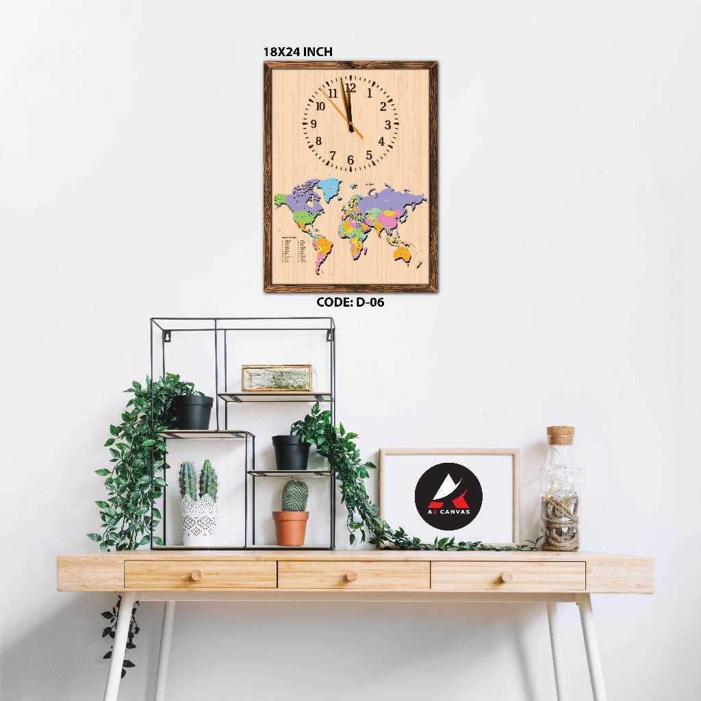 FRAME DECO JAM PETA DUNIA 18X24 INCH (1 PANEL) | Shopee Malaysia