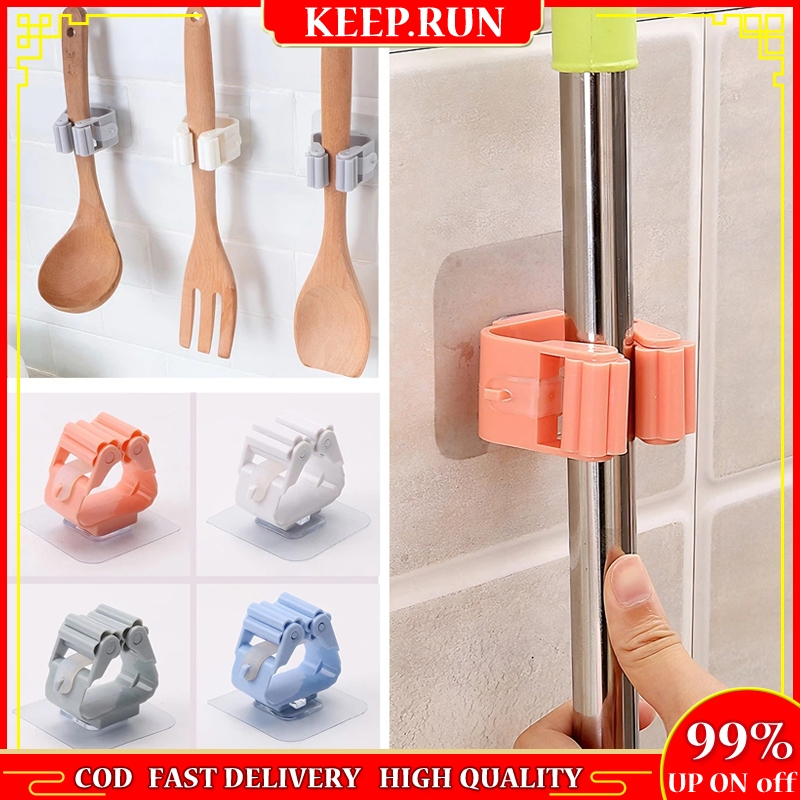 Mural mop plug hook Transparent Wall Kitchen Without Nails Strong ...