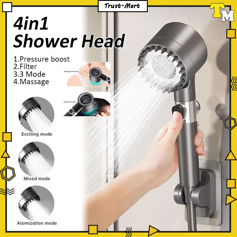 Shower Head High Pressure Shower Head 4 In 1 One Click Water Stop ...