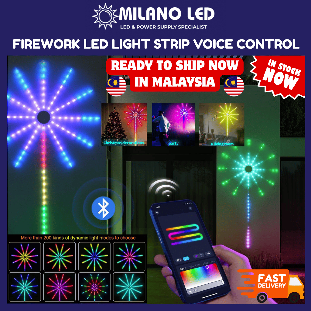 Firework LED Light Strip Bluetooth APP Control | Voice Control | 200 ...