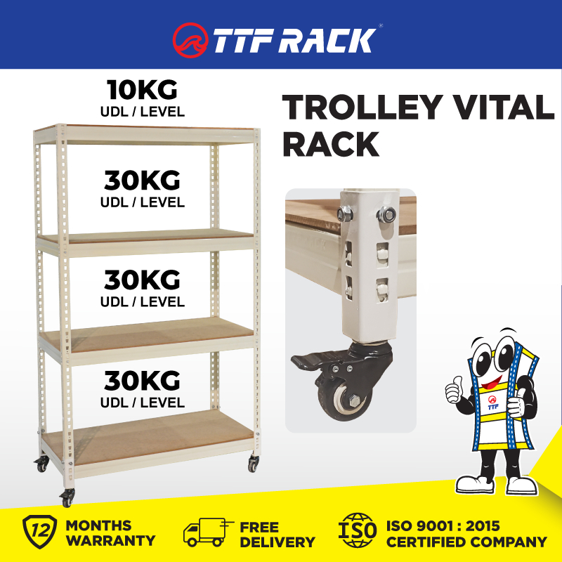 TTF Rack™ TROLLEY Vital Rack with wheel (H150cm-180cm (D)30-60cm (L)30 ...