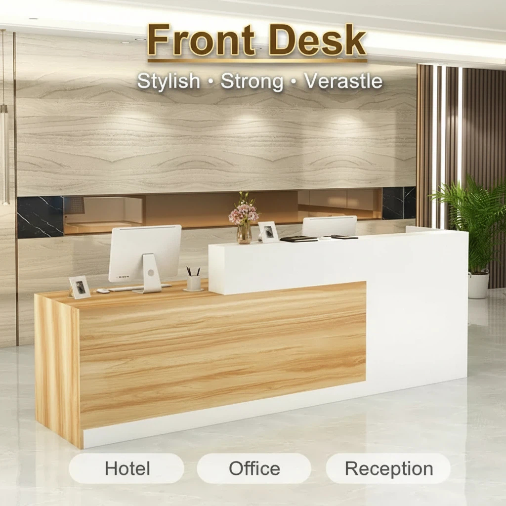 Modern Front Desk Reception Counter With Storage Organizer For Office ...