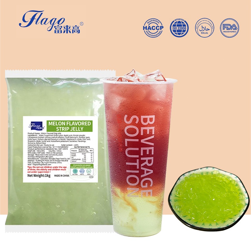 FLAGO Jelly Strips Melon Flavored Silky Bubble Tea Topping for Drinks ...