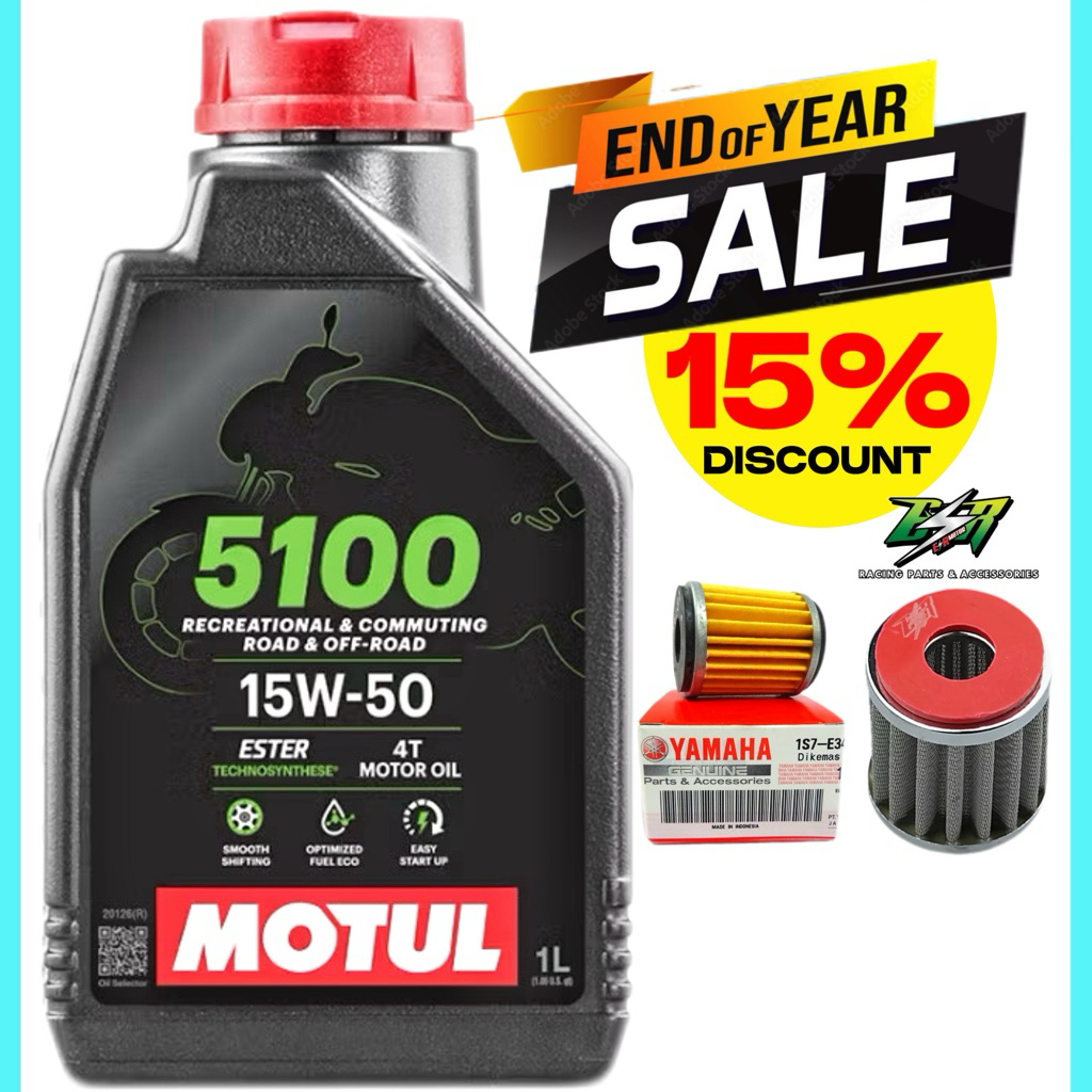 FST MOTUL 5100 15W50 SEMI SYNTHETIC ENGINE OIL MINYAK HITAM ESTER ESR ...