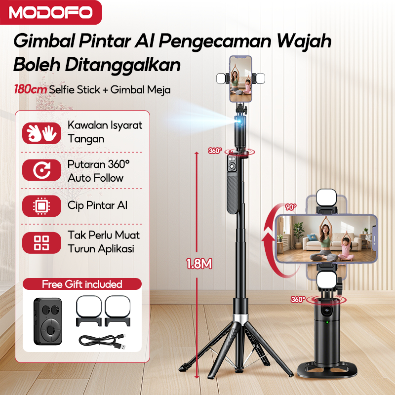 MODOFO Selfie Stick Tripod AI 180CM bluetooth For Phone 3 in 1 Stand ...