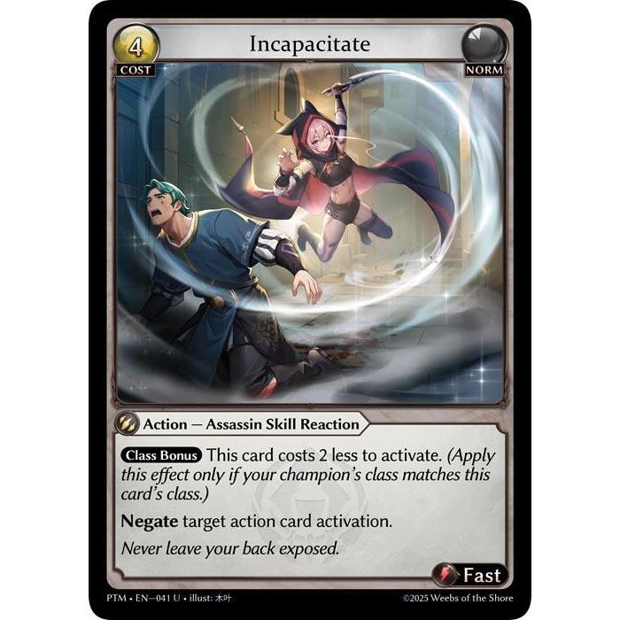 グランドアーカイブ - Incapacitate Promo *4 💥 Grand Archive TCG | Incapacitate (U) | EN-041 — PTM Single Card
