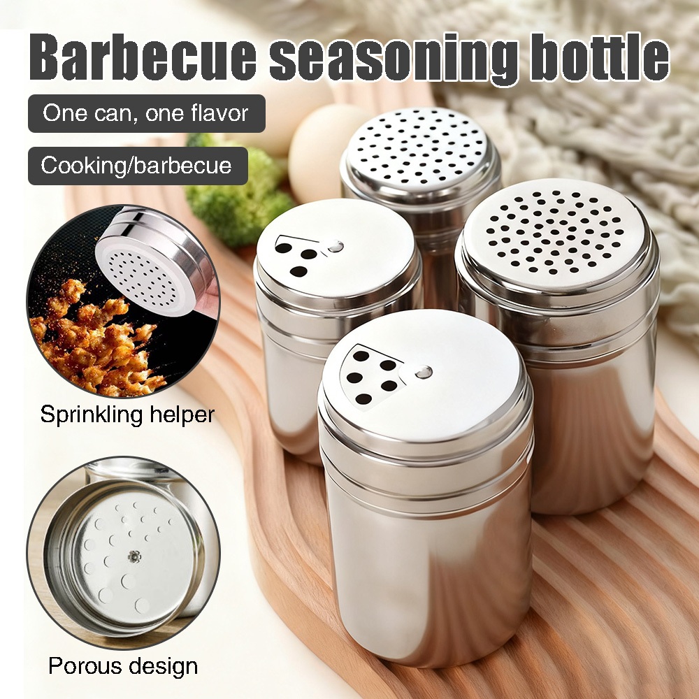 Stainless Steel Powder Shaker Condiment Bottle Flour Sugar Salt Coffee ...