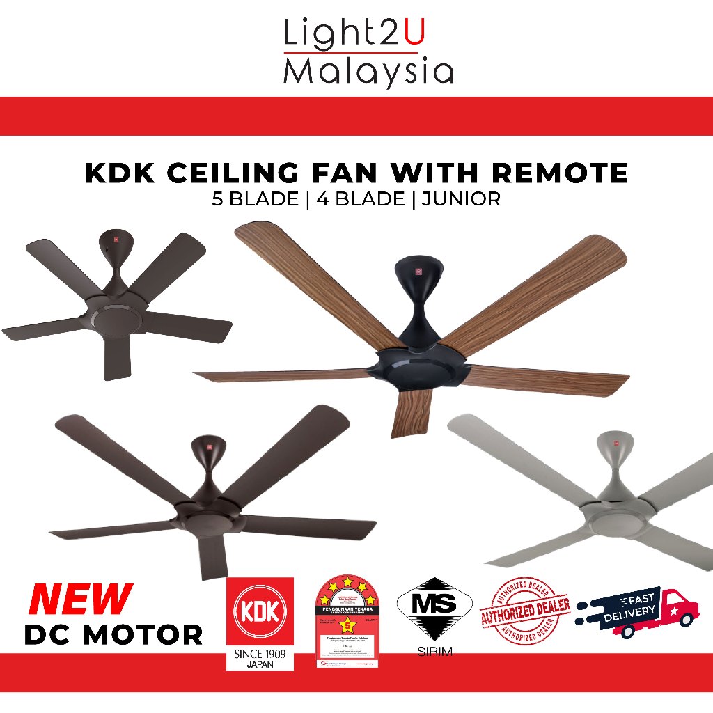 (NEW) KDK RYOU K14PH/K14RH CEILING FAN C/W REMOTE DC MOTOR | 5 BLADE ...