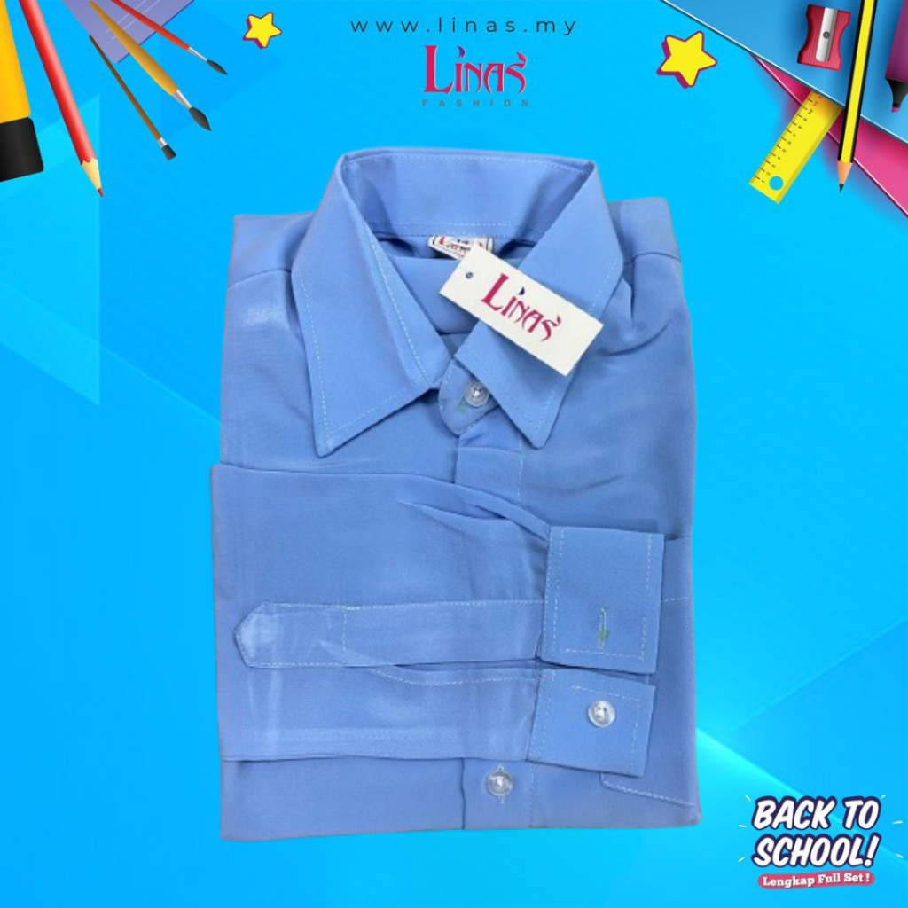 LINAS FASHION | KEMEJA SEKOLAH SOFT BLUE MRSM | UNIFORM SEKOLAH ...