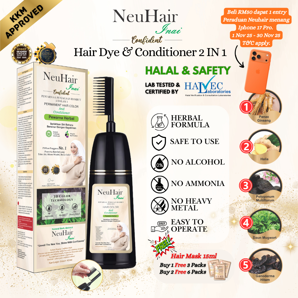Inai Herbal NeuHair Pewarna Rambut Premium Hair Dye Color Berkualiti ...