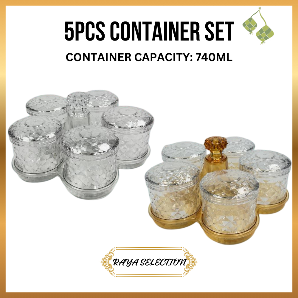 5IN1 Container Set With Serving Plate/ Biscuit Container/ Botol Kuih ...