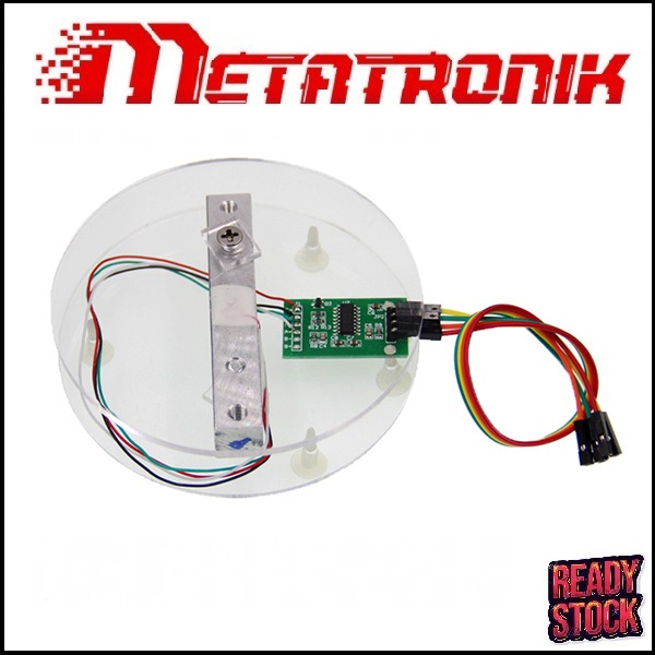 LOAD CELL 5KG/ 20KG KIT WITH TRANSPARENTS ROUND PLATE + HX711 MODULE ...