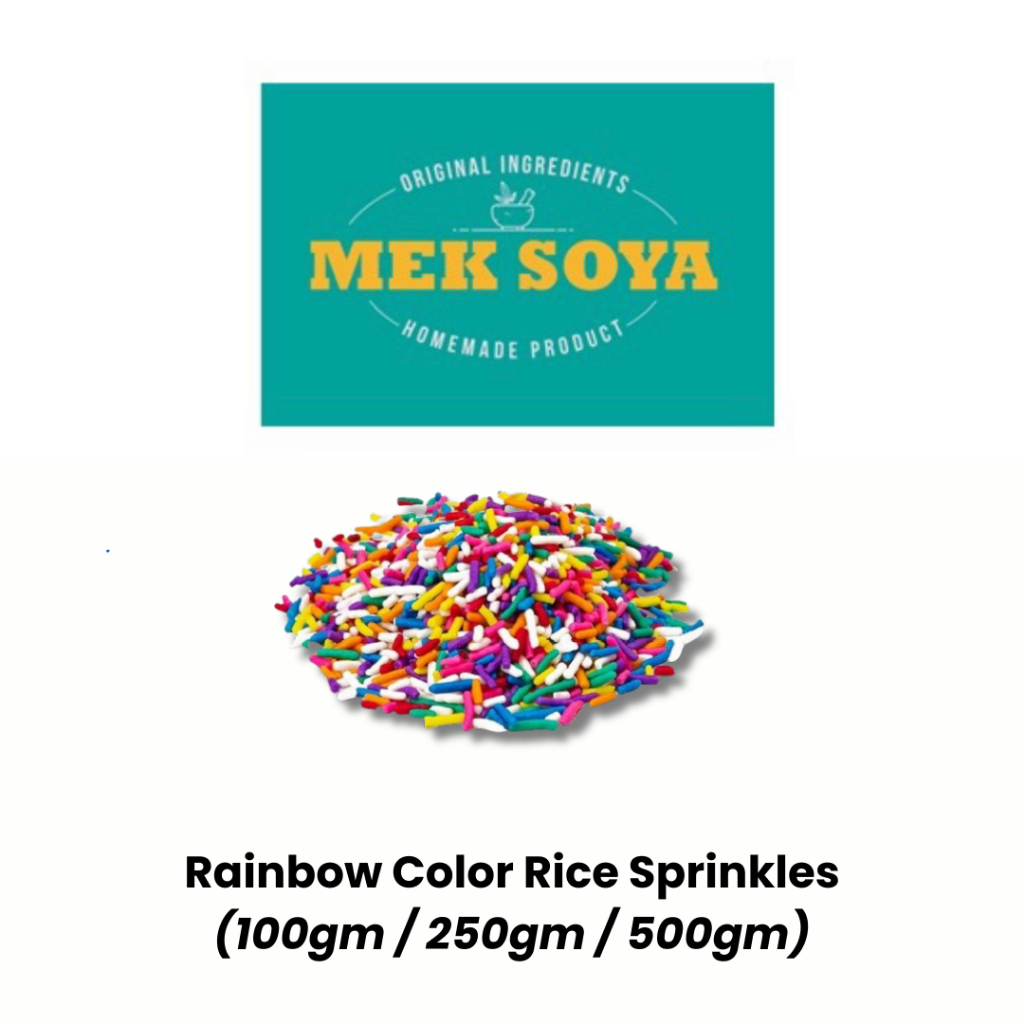 Rainbow Color Rice Sprinkles / Gula Manik Panjang Berwarna / 蛋糕装饰彩色糖珠 ...