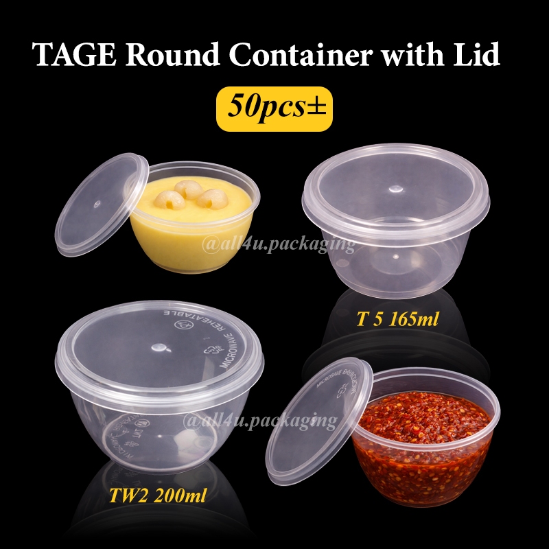 [50pcs] Clear Plastic Round Food Container with Lid | 165ml / 200ml ...