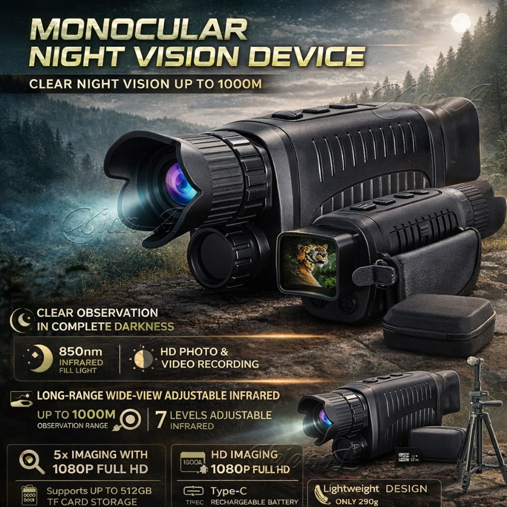 1080PHD Monocular Night Vision Device Infrared 5XDigital Zoom Hunting ...