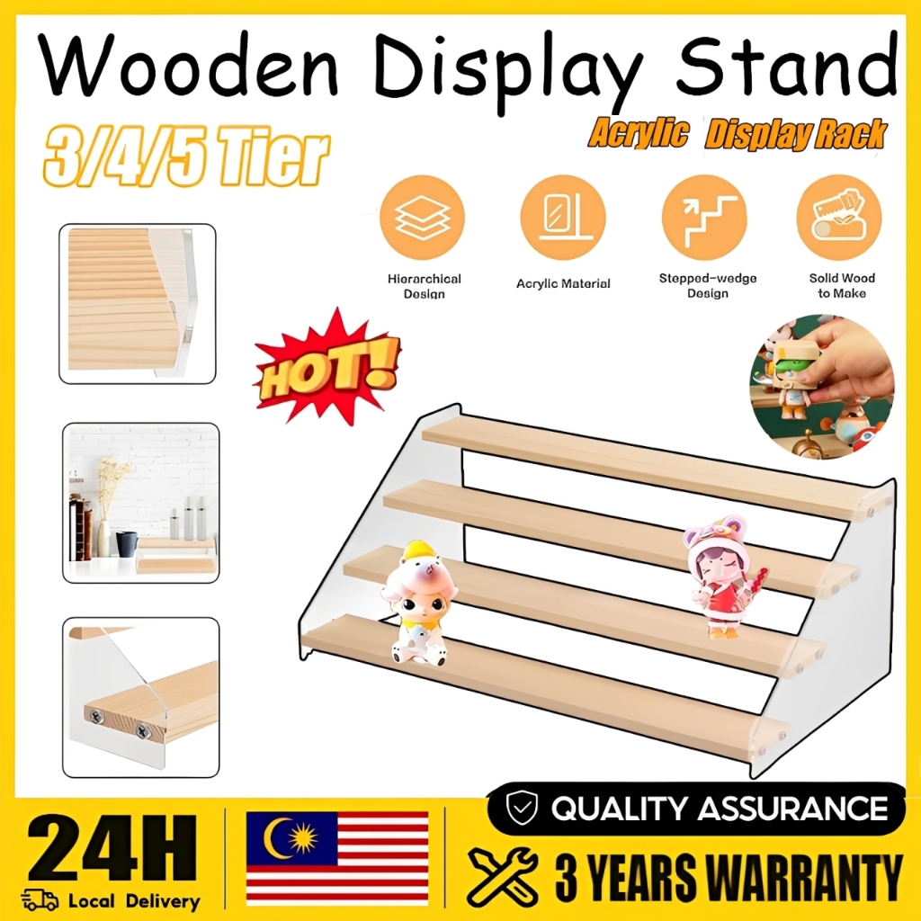 3/4/5 Tier Wooden Acrylic Display Stand Animation Model Riser Counter ...