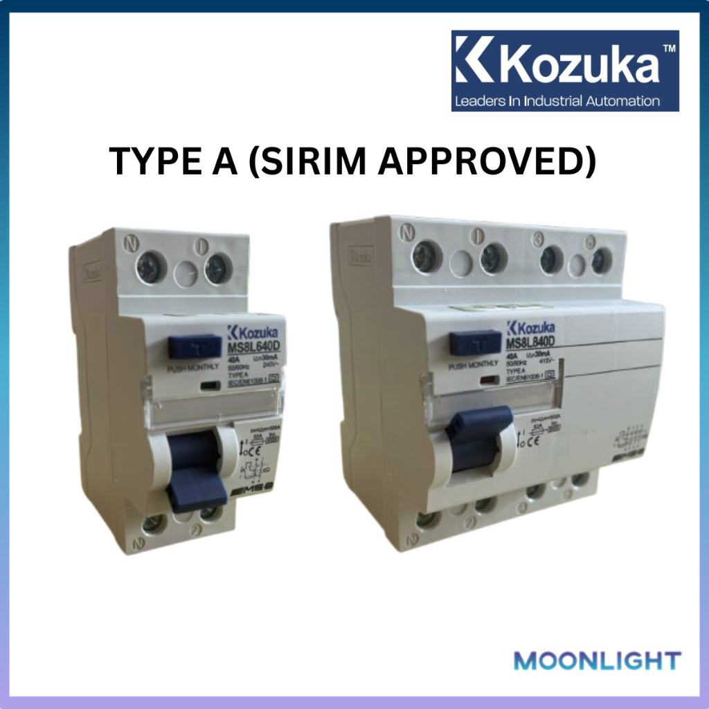 Kozuka Type A RCCB ELCB for EV Charger 40A 30mA 2P 4P (Sirim Approved ...