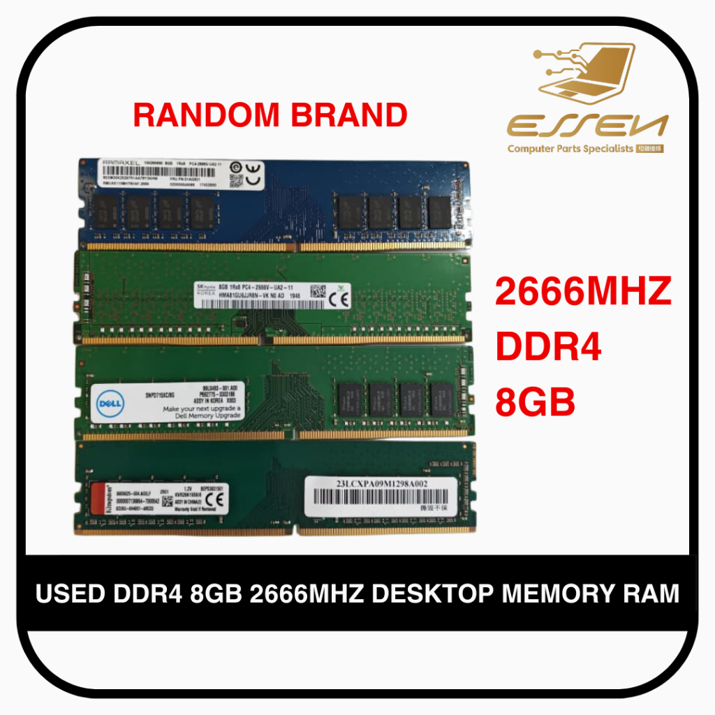 RANDOM BRAND FOR USED DDR4 8GB 2666MHz DESKTOP PC MEMORY RAM | Shopee ...