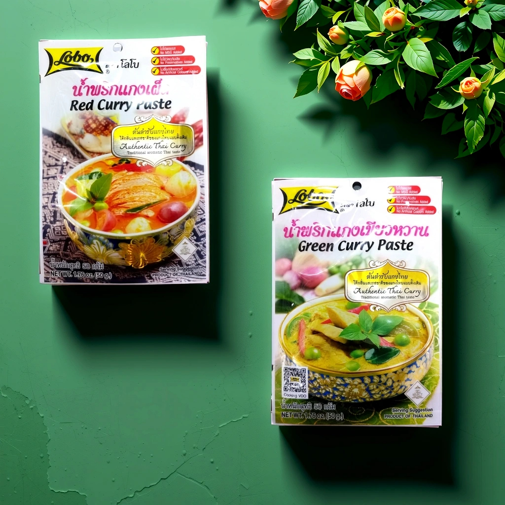 Lobo Authentic Thai Curry Paste 50g – Red Curry & Green Curry (Product ...