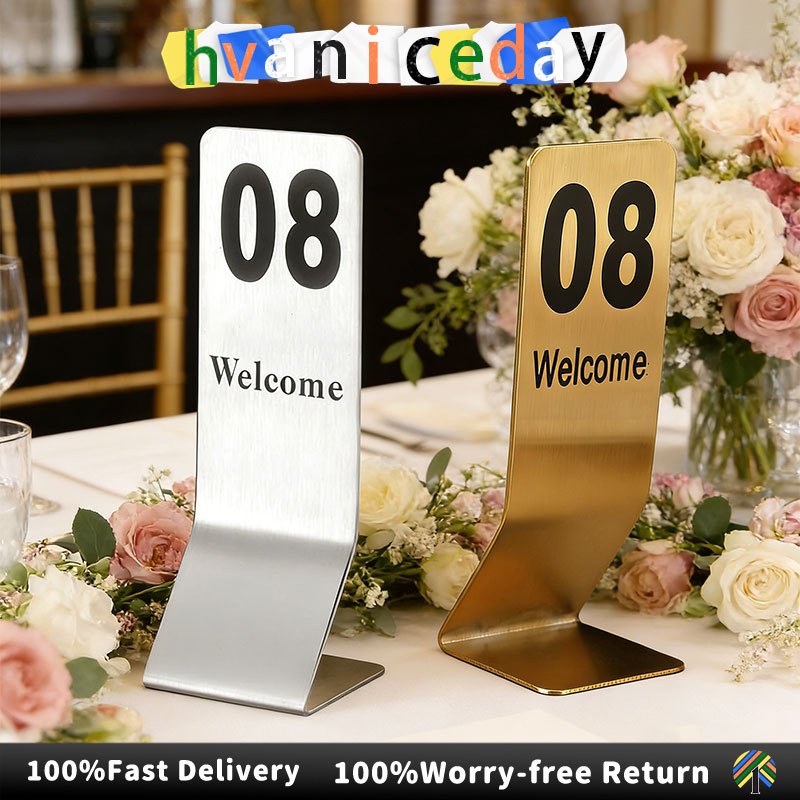 NO.1-60 Stainless Steel Table Number Plate Card Double-Sided Restaurant ...