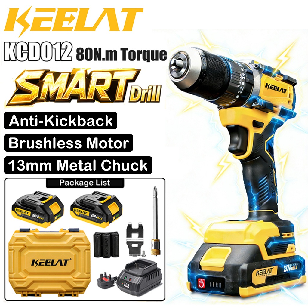 KEELAT KCD012 Smart Brushless Drill 13MM 20V Cordless Anti-Kickback ...