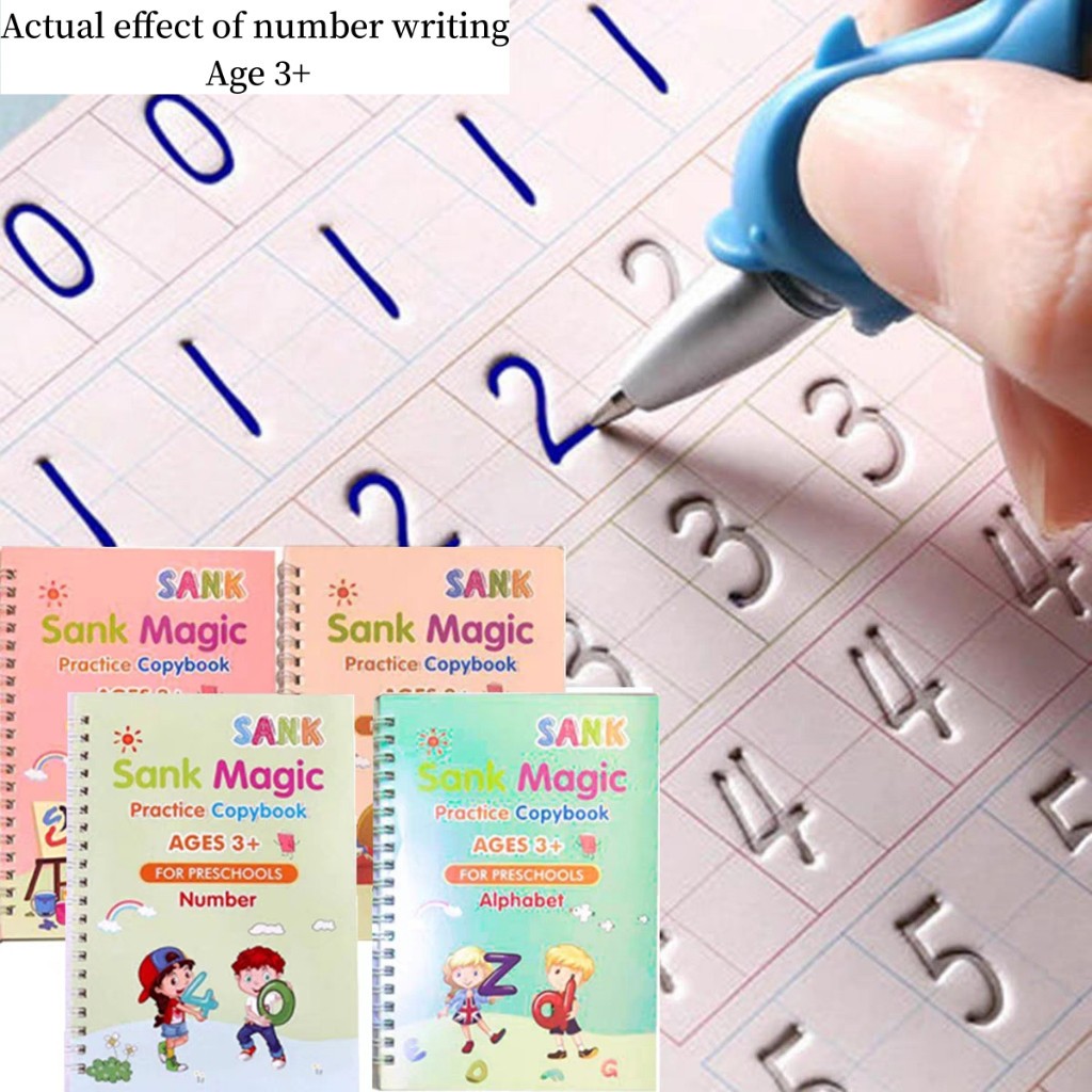 4in1 Magic Kids Copybook Set Reusable English Alphabet Numbers Math ...