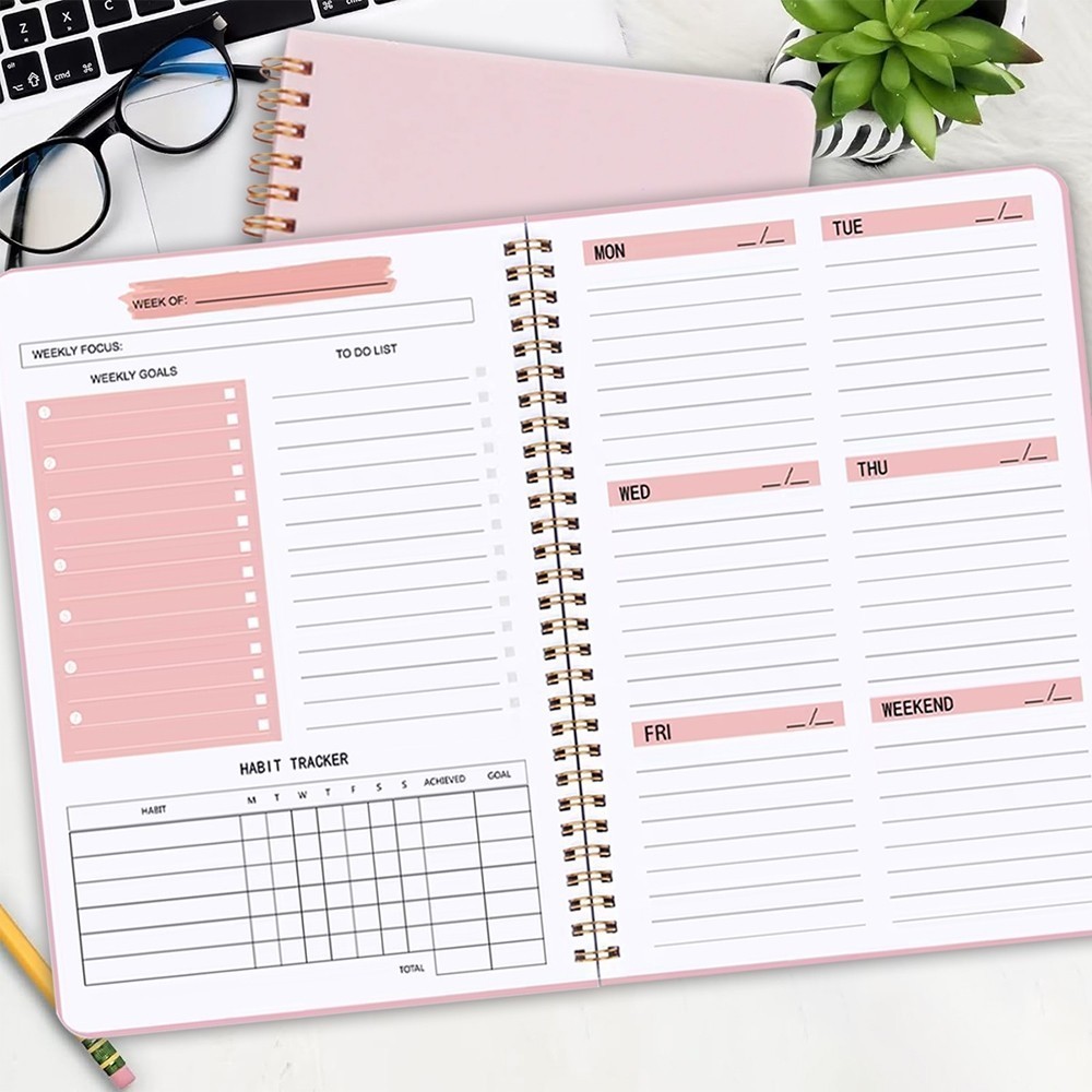 A5 Weekly Planner Softcover Notebook 100GSM Paper 52 Week Journal for ...