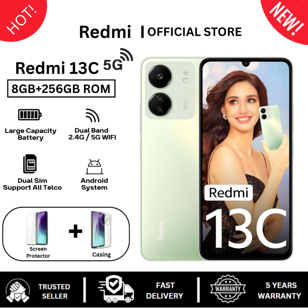 ✨NEW✨ Redmi 13C Pro 5G Smartphone – 8GB+256GB, 6.74” 90Hz Display, 50MP AI Triple Camera, Fast Charging