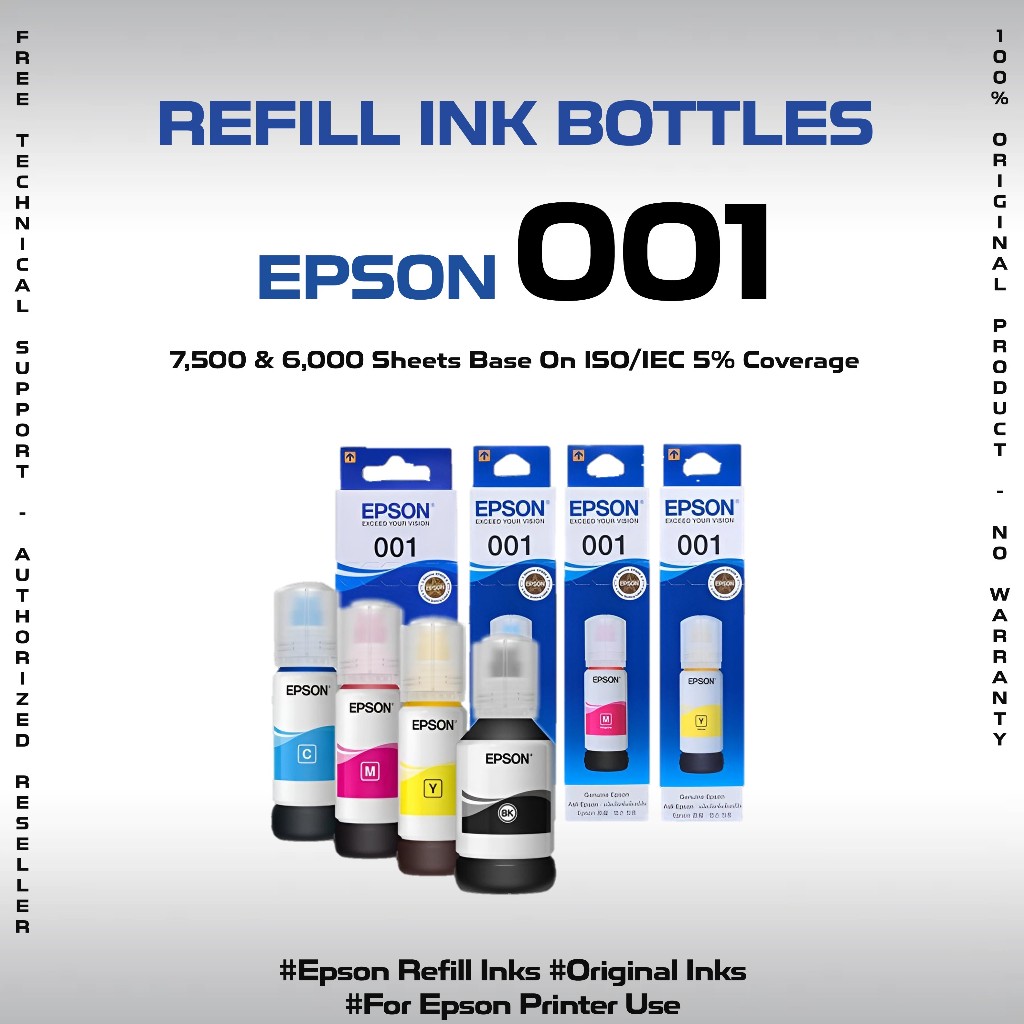 EPSON 001 Genuine Ink Bottle for EcoTank L4150 L4260 L6190 L14150 ...